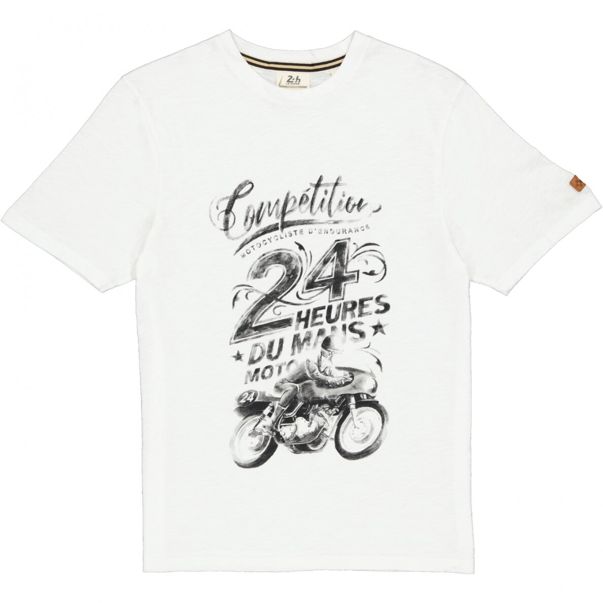 24H DU MANS Legend Checker Biker Balta marškinėliai vyrams