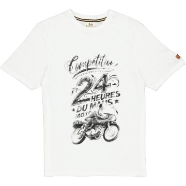 24H DU MANS Legend Checker Biker Balta marškinėliai vyrams