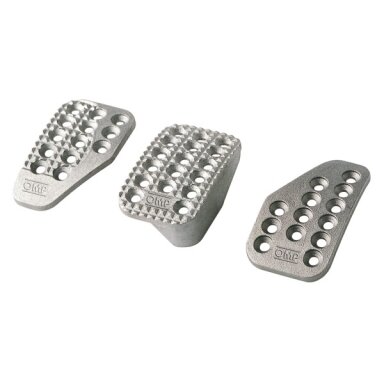 OMP smėlio srovių apdorotas aliuminis 3 pedalių rinkinys: stabdžiai 60 x 100 mm / akseleratorius 60 x 100 mm