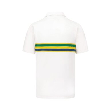 AYRTON SENNA baltos juostelės polo marškinėliai vyrams