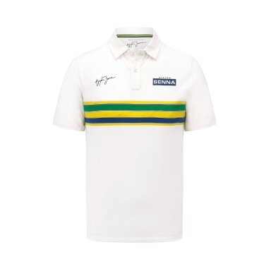 AYRTON SENNA baltos juostelės polo marškinėliai vyrams
