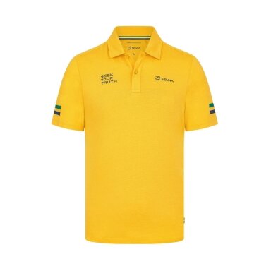 AYRTON SENNA juostuotas geltonas polo marškinėlis vyrams SEN24_PLH_STR