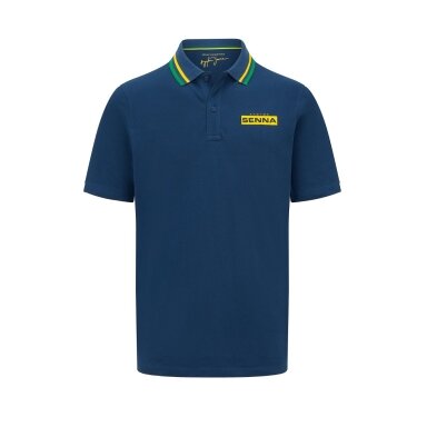 AYRTON SENNA mėlynas logotipu puoštas polo marškinėlis vyrams