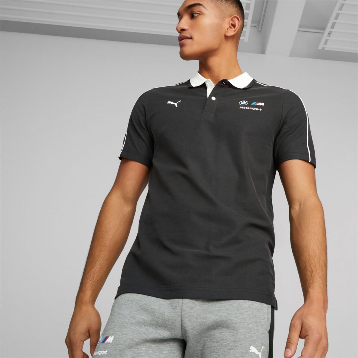 Juoda BMW MOTORSPORT PUMA polo marškinėliai vyrams 2