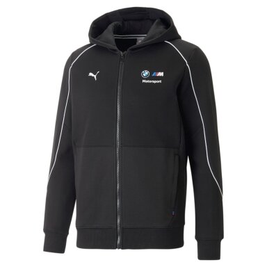 BMW MOTORSPORT PUMA juoda unisex užtrauktuku užsegama džemperis su gobtuvu