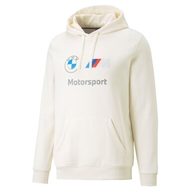 BMW MOTORSPORT Puma Essential balta unisex džemperis su gobtuvu