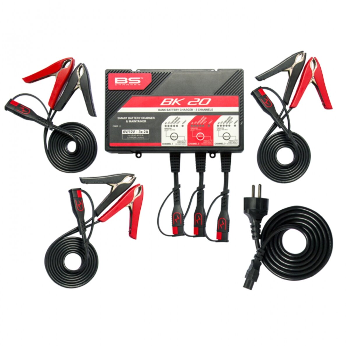 BS BATTERY BK20 įkroviklis 3 ličio/švino baterijoms 1