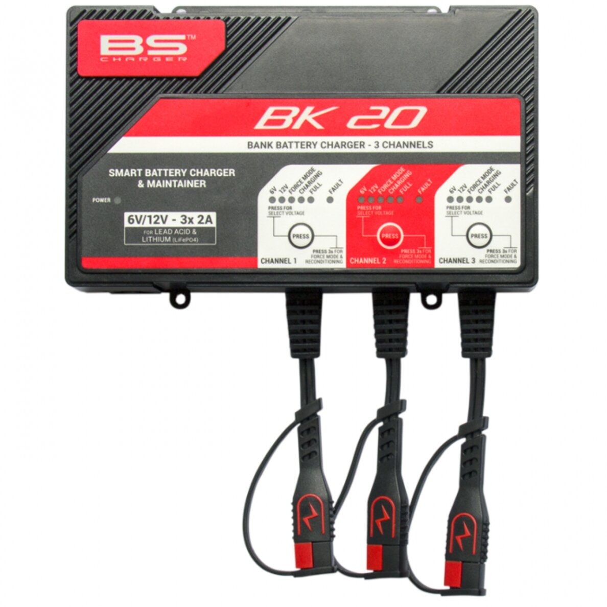 BS BATTERY BK20 įkroviklis 3 ličio/švino baterijoms BS BATTERY BK20 įkroviklis 3 ličio/švino baterijoms