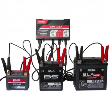 BS BATTERY BK20 įkroviklis 3 ličio/švino baterijoms 2