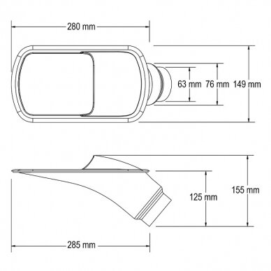 REVOTEC 63/76 mm juodas GT stiliaus didelis šoninis aušinimo gaubtas – 280 x 149 x 155 mm 1 REVOTEC 63/76 mm juodas GT stiliaus didelis šoninis aušinimo gaubtas – 280 x 149 x 155 mm 1