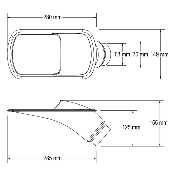 REVOTEC 63/76 mm juodas GT stiliaus didelis šoninis aušinimo gaubtas – 280 x 149 x 155 mm 1 REVOTEC 63/76 mm juodas GT stiliaus didelis šoninis aušinimo gaubtas – 280 x 149 x 155 mm 1