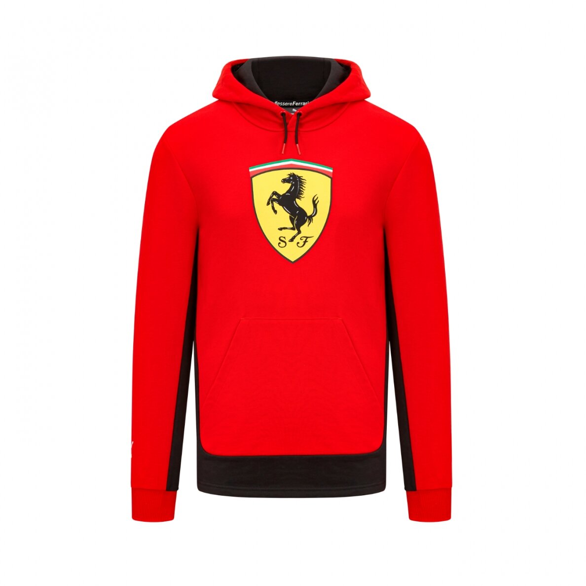 FERRARI didelis raudonas logotipas ant vyriško džemperio su gobtuvu