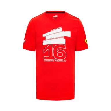 FERRARI F1 Puma vairuotojo Charles Leclerc raudona marškinėliai vyrams