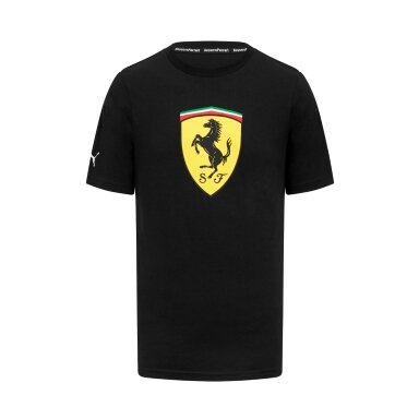 FERRARI logotipu puoštas didelis juodas marškinėlis vyrams