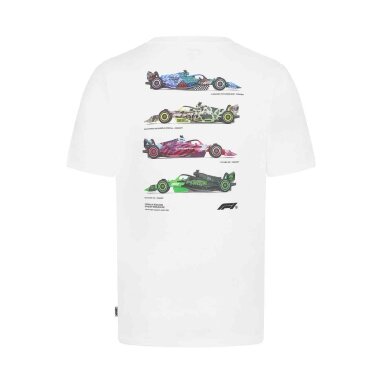FORMULA 1 Grafinis baltas marškinėlis vyrams FO124_TSH_GRA