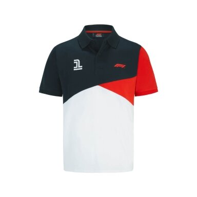 FORMULA 1 Cut & Sew juodi polo marškinėliai vyrams