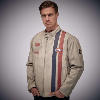 GULF Leather Dirt Mechanic Beige striukė vyrams