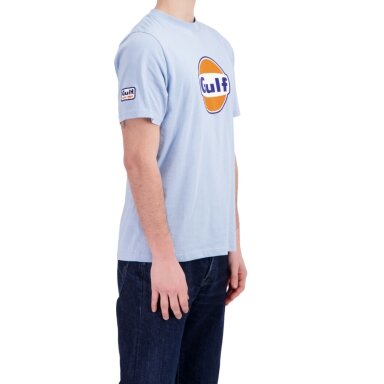 GULF mėlynos spalvos logotipu puoštas marškinėlis vyrams GUF24_TSH_LOB