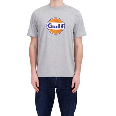 GULF logotipu puoštas pilkas marškinėliai vyrams GUF24_TSH_LOG