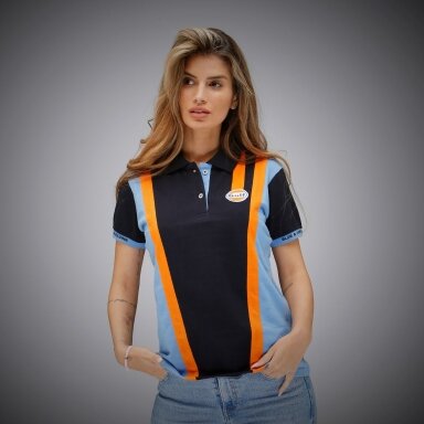 GULF RACING TEAM tamsiai mėlyni polo marškinėliai moterims