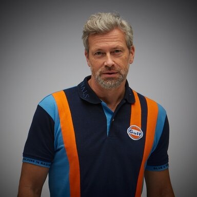 GULF Racing Team tamsiai mėlyni polo marškinėliai vyrams