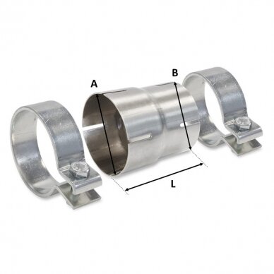 HJS išmetimo reduktorius su spaustukais, skirti Ø60/50 mm, ilgis 90 mm HJS išmetimo reduktorius su spaustukais, skirti Ø60/50 mm, ilgis 90 mm