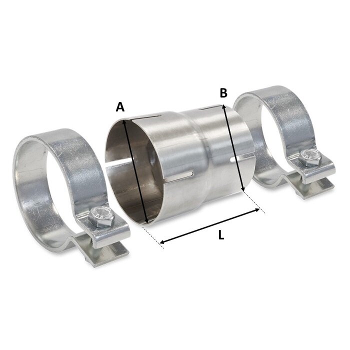 HJS išmetimo reduktorius su spaustukais Ø70/60 mm, ilgis 125 mm