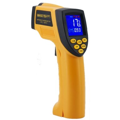 Infraraudonųjų spindulių pirometras nuo -50 iki 800°C + BG RACING putplasčio transportavimo dėklas