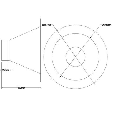 REVOTEC 63 mm juodas tiesus apvalus aušinimo kaušas – Ø 197 mm