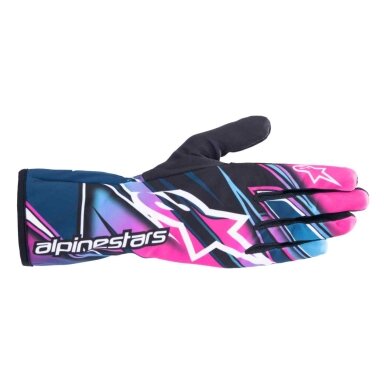 Alpinestars Tech 1 K RACE V2 kartingo pirštinės fuksija su žydra