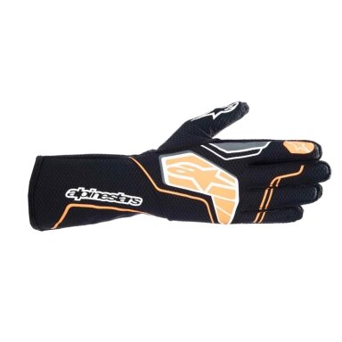 ALPINESTARS TECH 1 KX V4 FIA 8877 2022 Juodos ir oranžinės spalvos kartingo pirštinės ALPINESTARS TECH 1 KX V4 FIA 8877 2022 Juodos ir oranžinės spalvos kartingo pirštinės