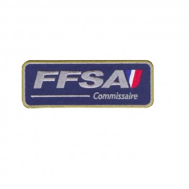 FFSA COMMISSAIRE Lyginamas lipdukas Sidabrinis logotipas FFSA COMMISSAIRE Lyginamas lipdukas Sidabrinis logotipas