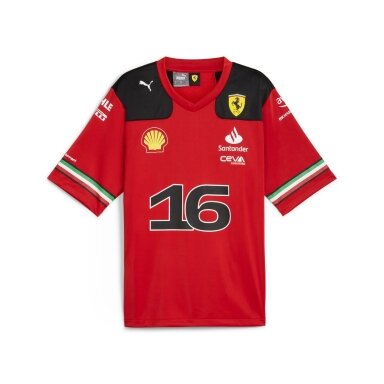 Marškinėliai FERRARI Charles Leclerc Futbolo raudoni marškinėliai vyrams