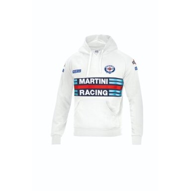 Balta MARTINI RACING džemperis su gobtuvu vyrams