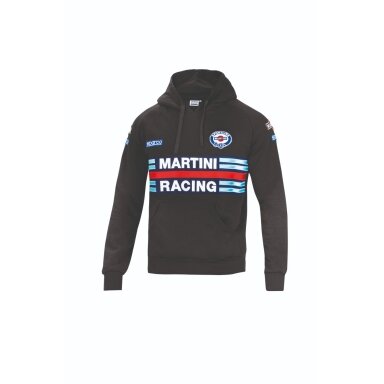 MARTINI RACING juoda vyriška džemperis su gobtuvu