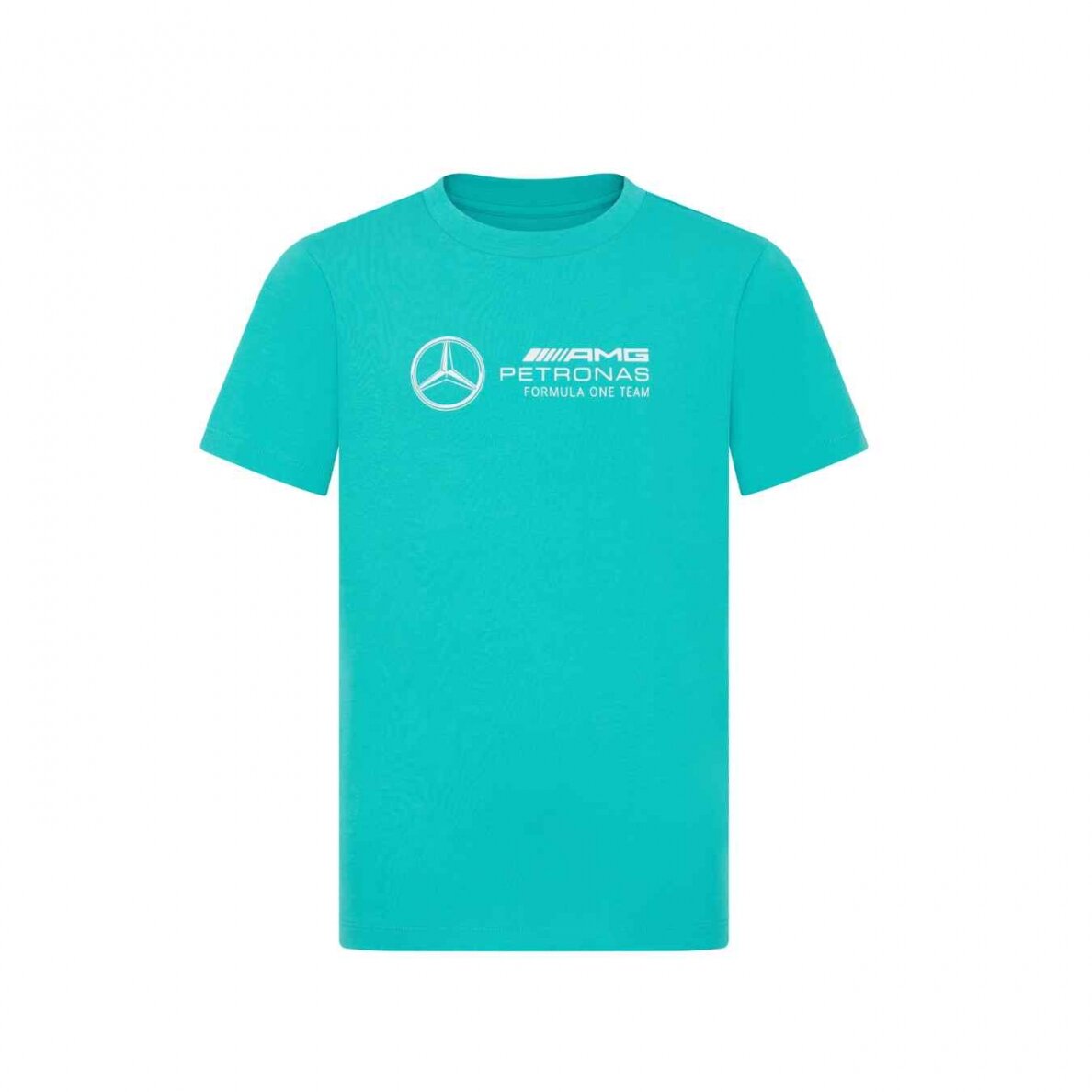 MERCEDES AMG mėlynos spalvos logotipu puoštas marškinėlis vaikams MGP24_TSE_LOG