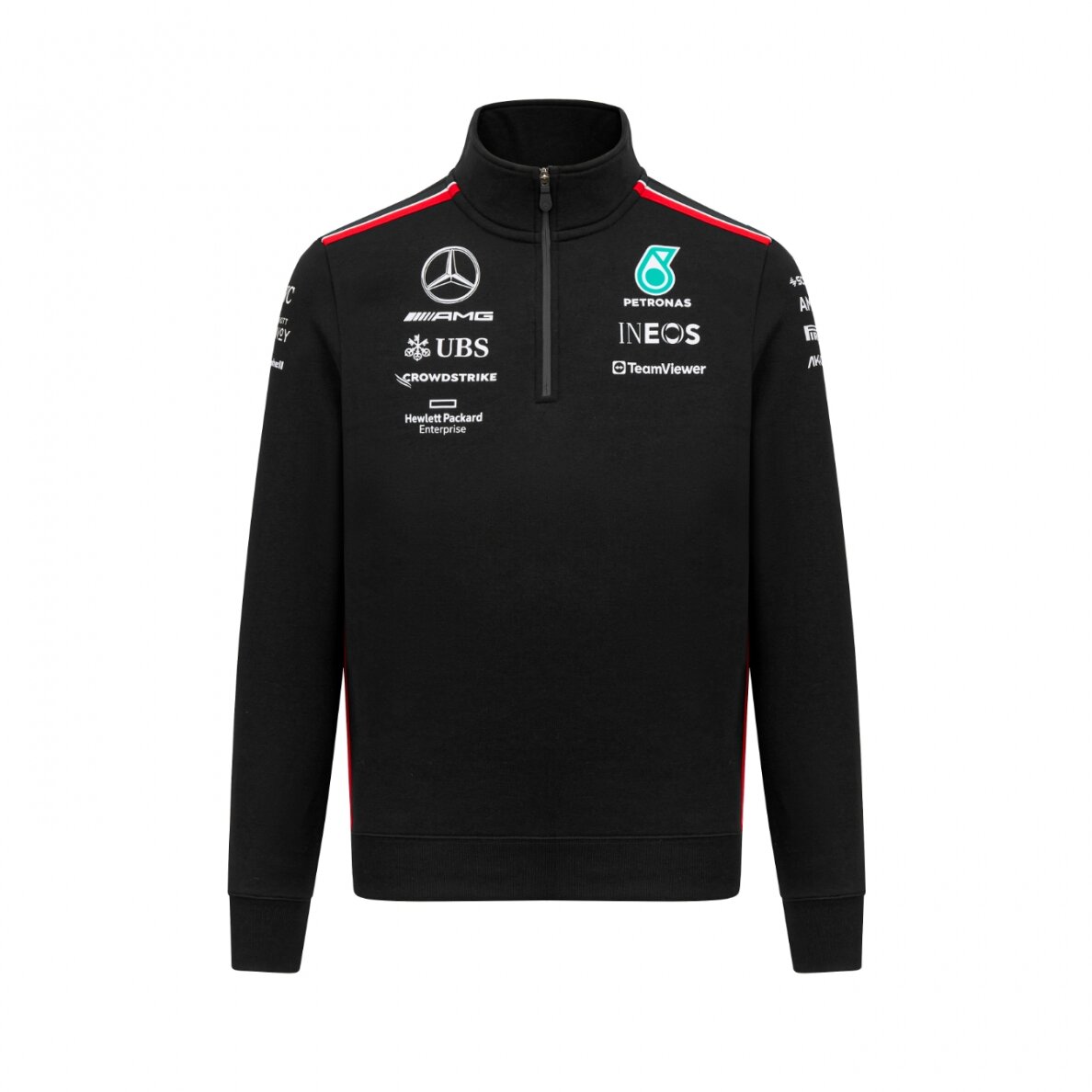 MERCEDES AMG Team Replica megztinis su užtrauktuku kaklu, juodas vyrams MERCEDES AMG Team Replica megztinis su užtrauktuku kaklu, juodas vyrams