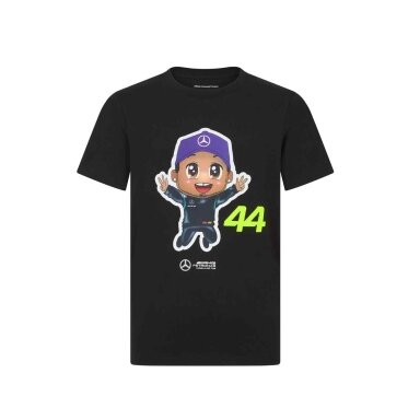 MERCEDES AMG Lewis Hamilton animacinis marškinėlis, juodas, vaikams MGP24_TSE_CAR