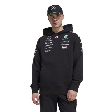 MERCEDES AMG Team juoda vyriška džemperis su gobtuvu