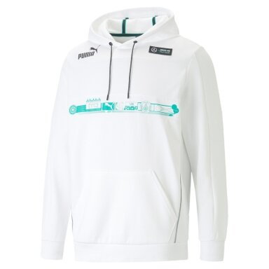 MERCEDES AMG Puma Speed balta unisex džemperis su gobtuvu