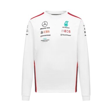 MERCEDES AMG Team Replica ilgomis rankovėmis marškinėliai, balti, vyrams