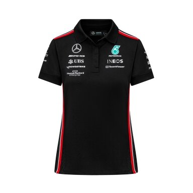MERCEDES AMG moterų juodos spalvos polo marškinėliai