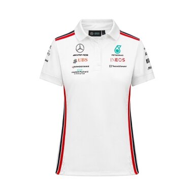 MERCEDES AMG komandos replika – balta polo marškinėliai moterims