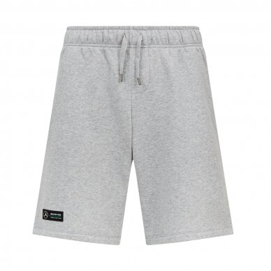 MERCEDES AMG Fanwear pilkos spalvos šortai vyrams MERCEDES AMG Fanwear pilkos spalvos šortai vyrams