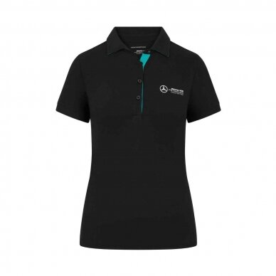 MERCEDES AMG juodas polo marškinėlis moterims MGP24_PLF_FAN