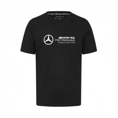 MERCEDES AMG juodos spalvos logotipu puoštas marškinėlis vyrams MGP24_TSH_LOG