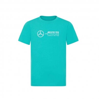 MERCEDES AMG mėlynos spalvos logotipu puoštas marškinėlis vaikams MGP24_TSE_LOG