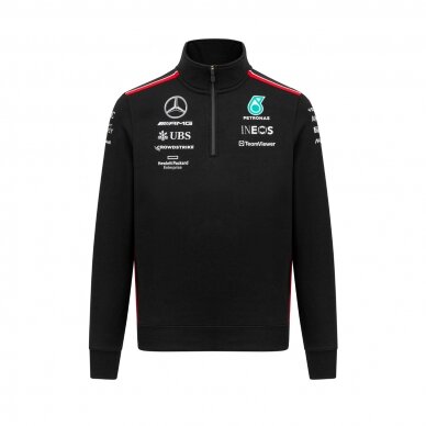 MERCEDES AMG Team Replica megztinis su užtrauktuku kaklu, juodas vyrams MERCEDES AMG Team Replica megztinis su užtrauktuku kaklu, juodas vyrams