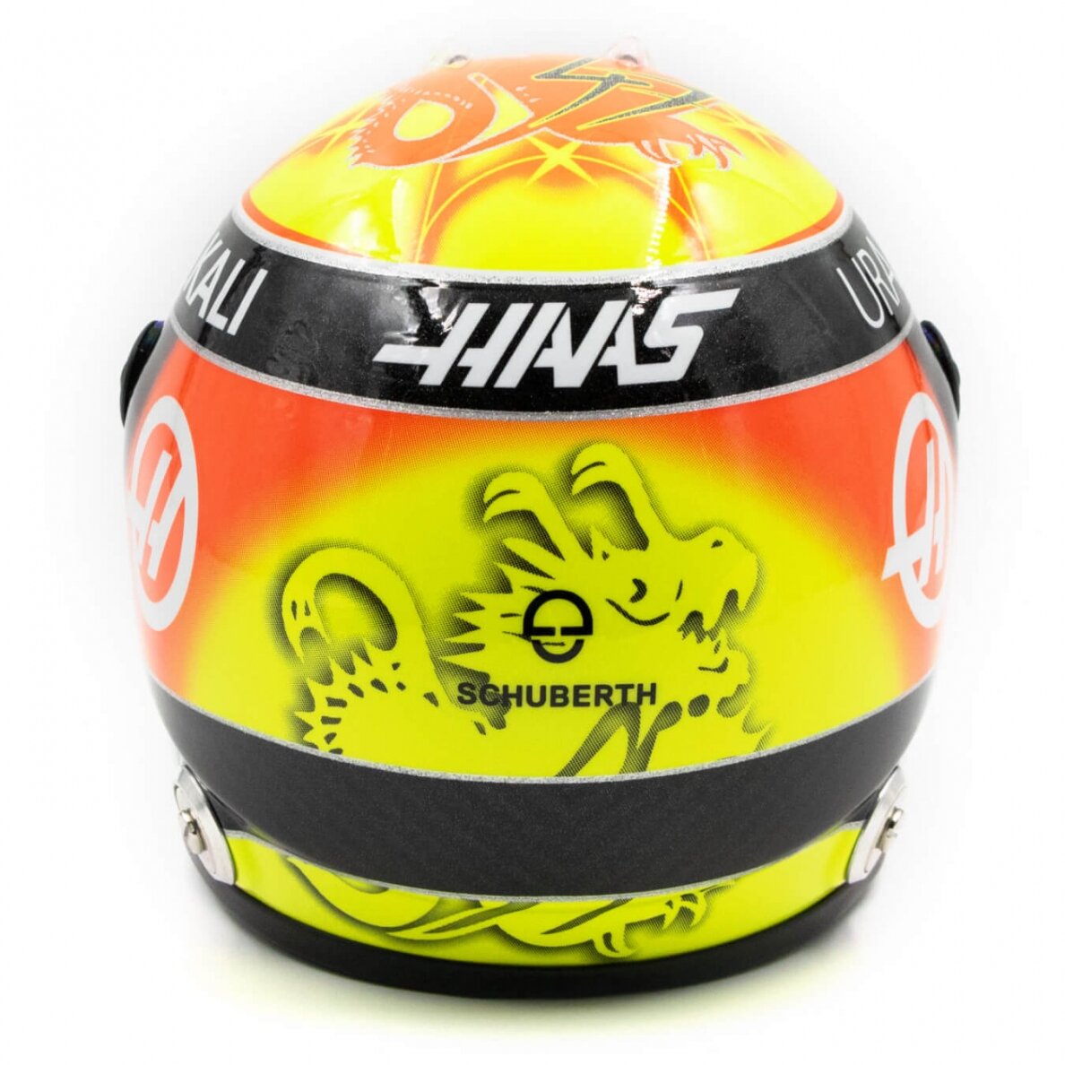Miniatiūrinis šalmas MICK SCHUMACHER Silverstone Grand Prix 2021 1/2 – geltona 3 Miniatiūrinis šalmas MICK SCHUMACHER Silverstone Grand Prix 2021 1/2 – geltona 3