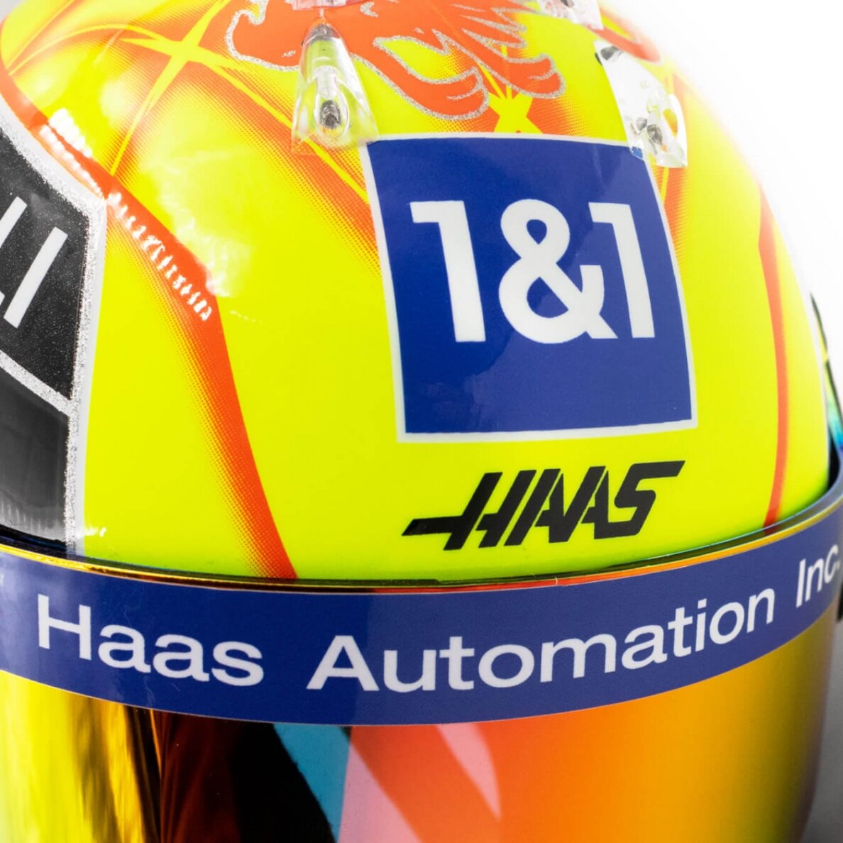 Miniatiūrinis šalmas MICK SCHUMACHER Silverstone Grand Prix 2021 1/2 – geltona 7 Miniatiūrinis šalmas MICK SCHUMACHER Silverstone Grand Prix 2021 1/2 – geltona 7